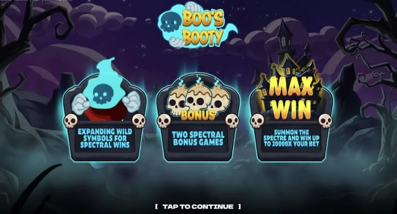 Boo's Booty - tableau des fonctionnalités bonus et du Feature Buy
